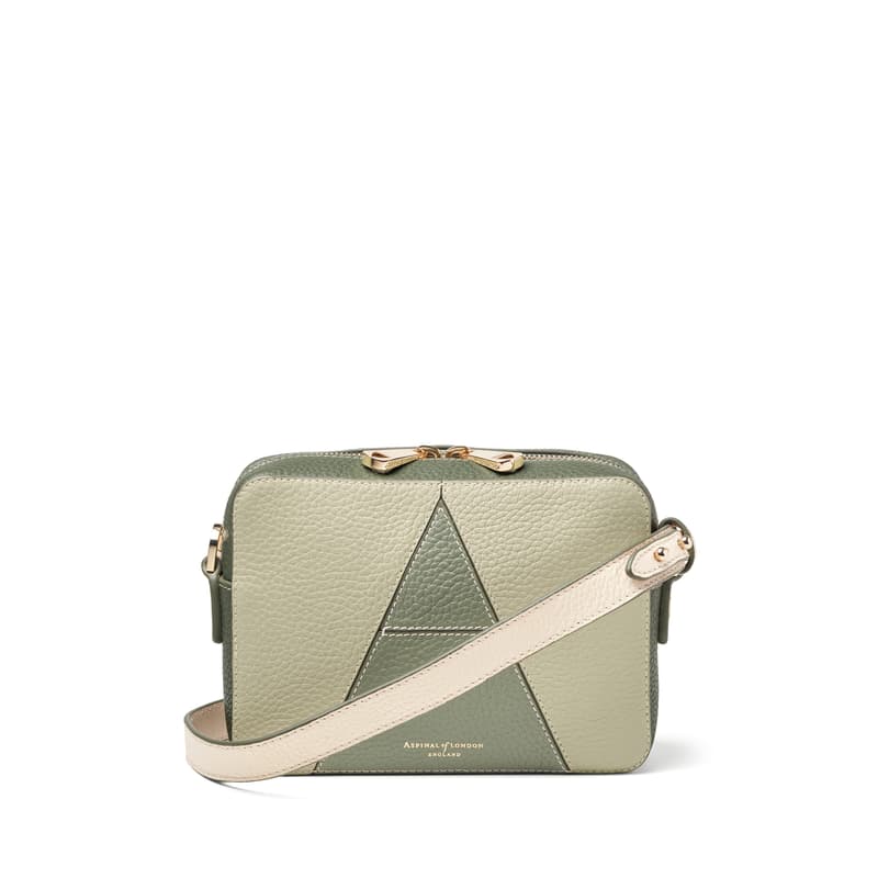 Camera Crossbody Bag in Pistachio, Sage & Ivory Pebble