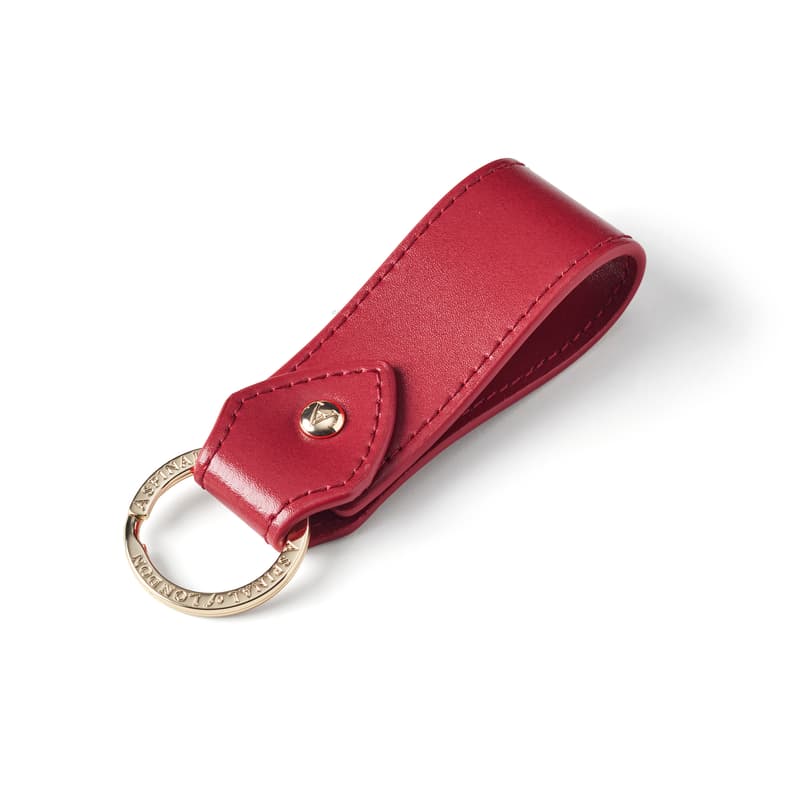 Small Leather Loop Keyring in Smooth Red