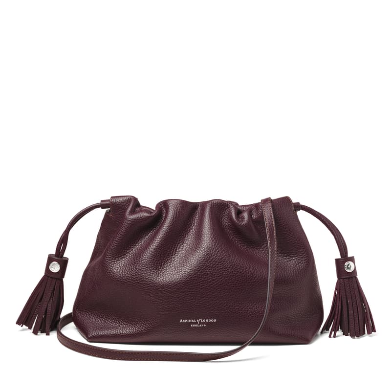 Hudson Large Crossbody Pouch in Wine Milled Pebble