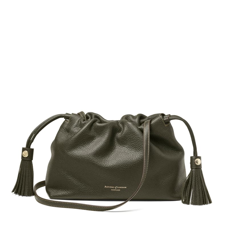 Hudson Large Crossbody Pouch in Forest Green Milled Pebble