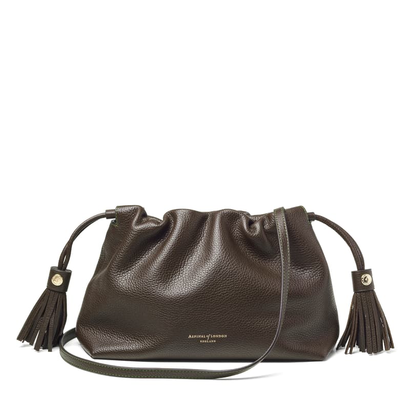 Hudson Large Crossbody Pouch in Dark Brown Pebble