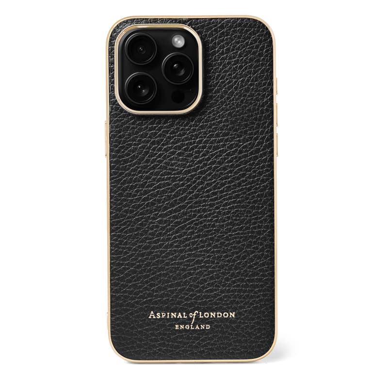 iPhone 15 Pro Max Case in Black Pebble & Gold
