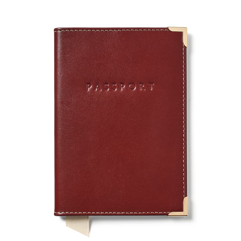 Passport Cover in Smooth Cognac with Espresso Suede