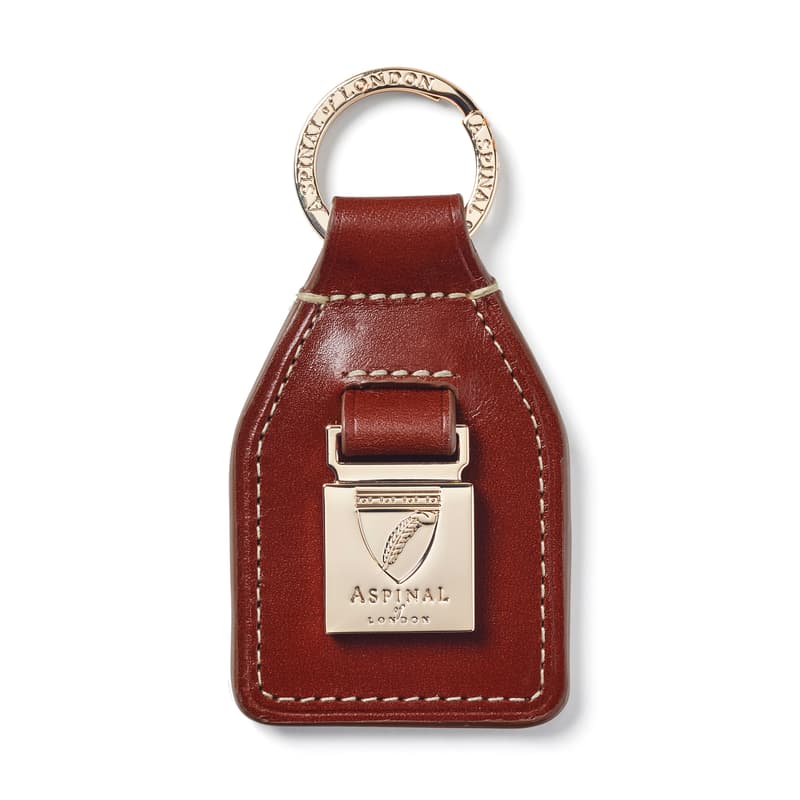 Shield & Plaque Keyring in Smooth Cognac