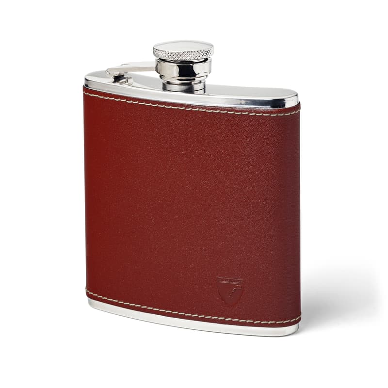 Classic 5oz Leather Hip Flask in Smooth Cognac