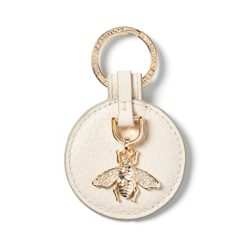 Bee Keyring in Ivory Pebble