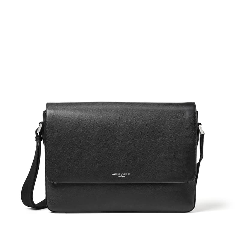 Slim Postman Messenger in Black Saffiano