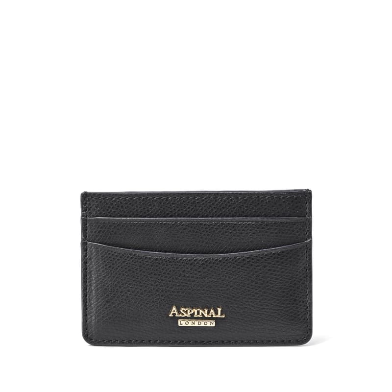 Slim Credit Card Holder in Black Soft Saffiano