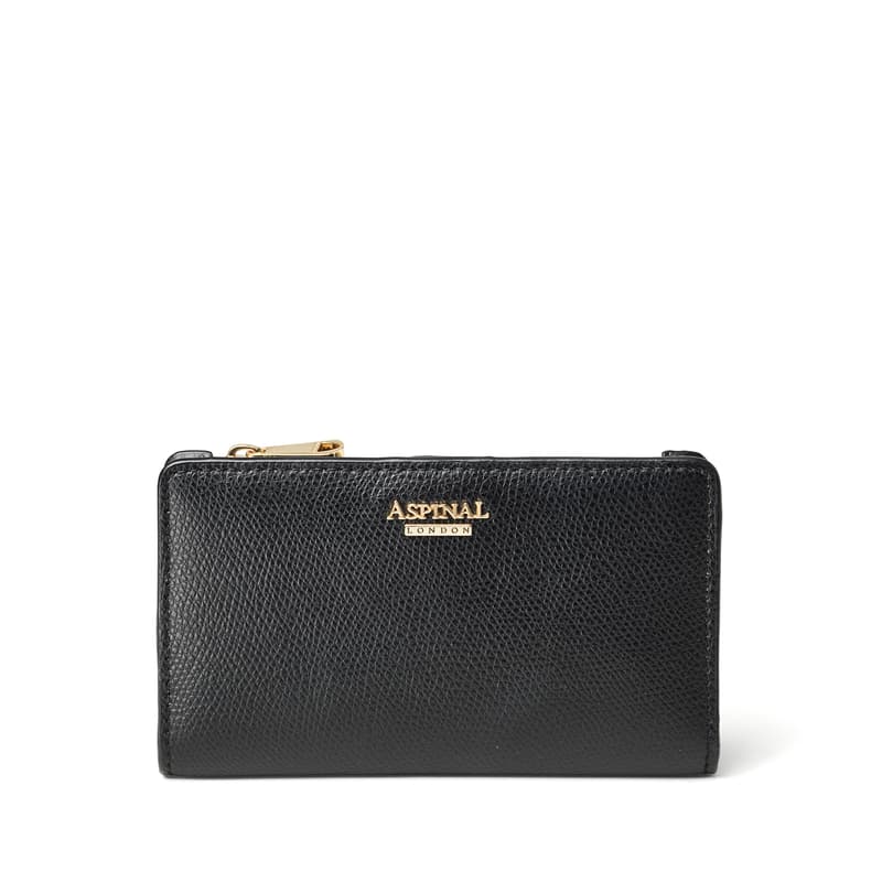 Mayfair Coin & Card Wallet in Black Soft Saffiano