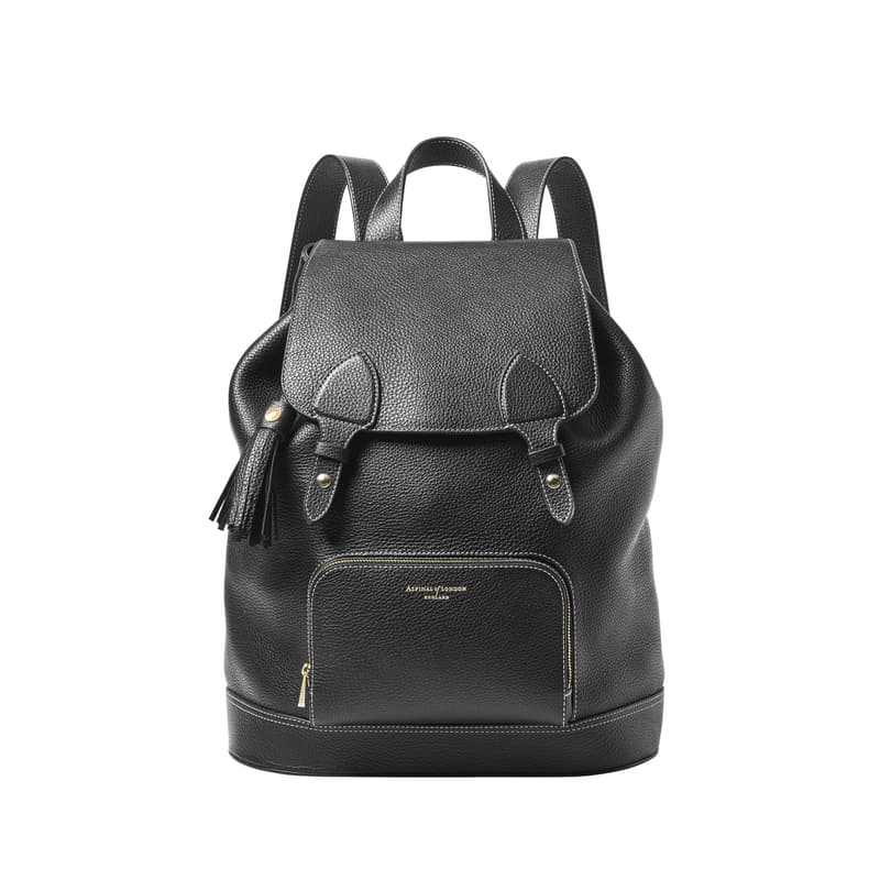 Hudson Medium Backpack in Black Milled Pebble