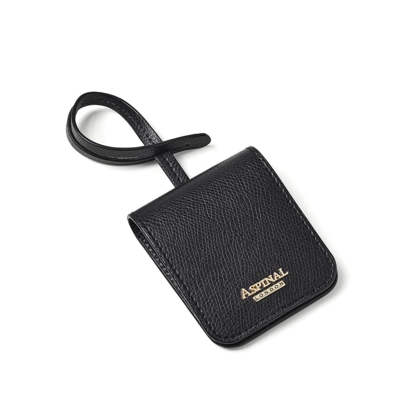 Travel Luggage Tag in Black Soft Saffiano
