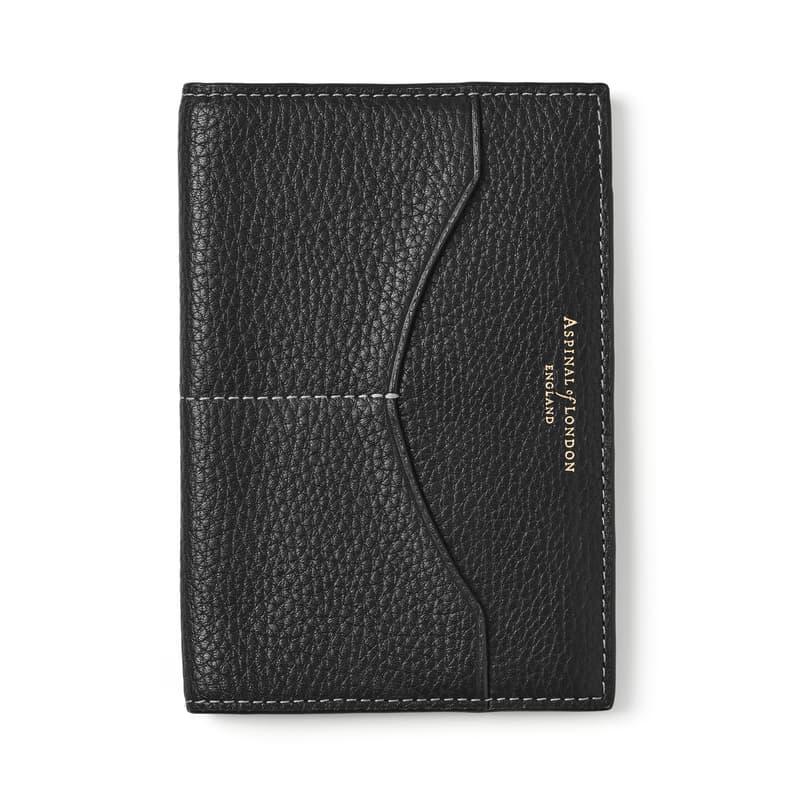 Hudson Passport Cover in Black Milled Pebble