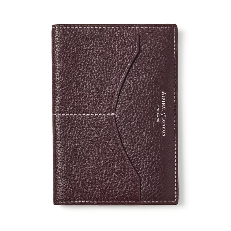 Hudson Passport Cover in Wine Milled Pebble