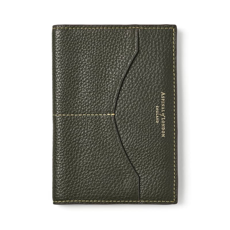 Hudson Passport Cover in Forest Green Milled Pebble