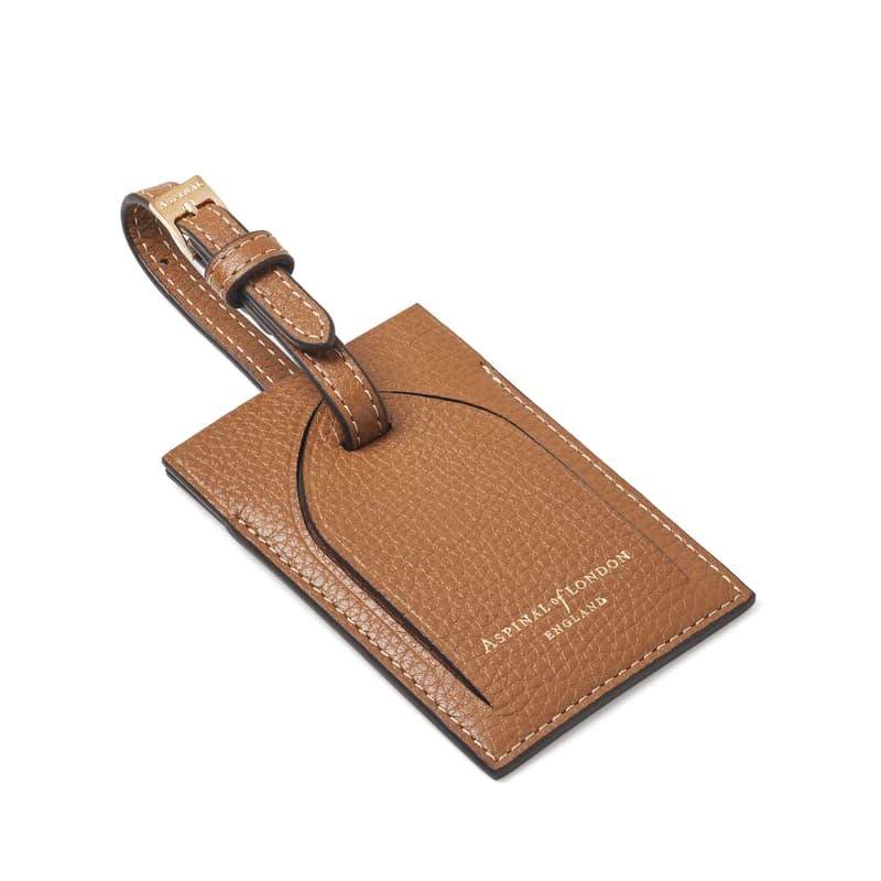 Hudson Luggage Tag in Tan Milled Pebble