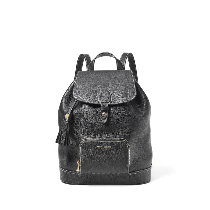 Hudson Small Backpack in Black Milled Pebble