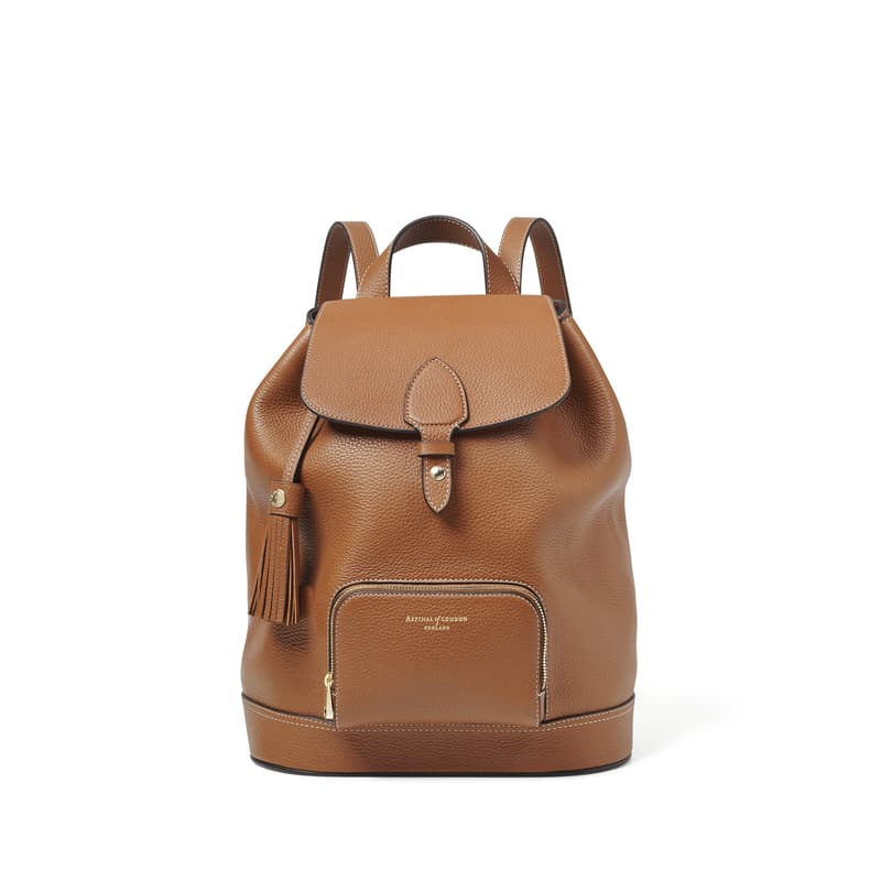 Hudson Small Backpack in Tan Milled Pebble