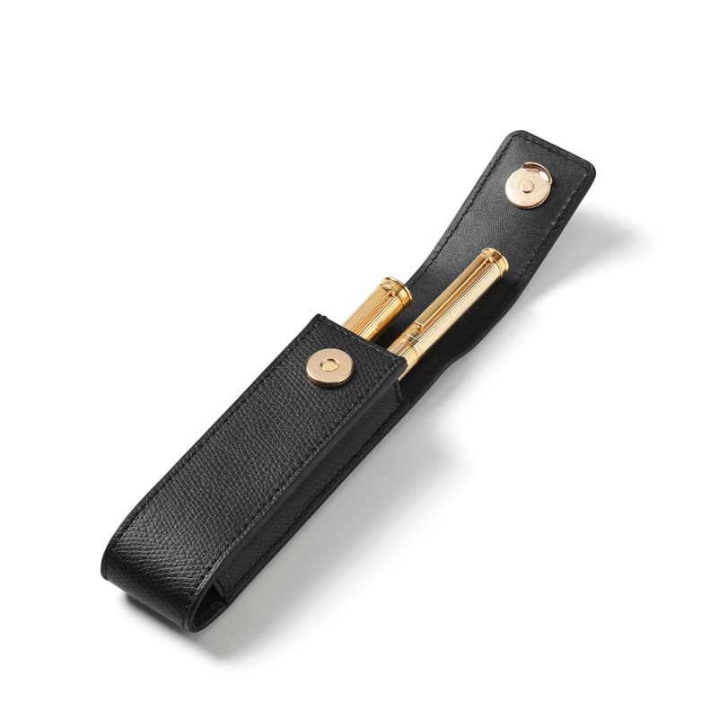 Duo Pen Case in Black Soft Saffiano