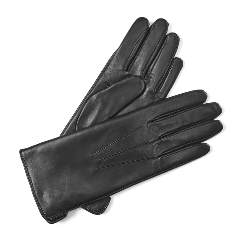 Women's Leather Gloves in Black Nappa with Cashmere Lining
