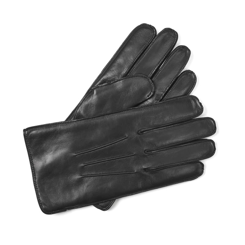 Men's Black Nappa Cashmere Lined Leather Gloves