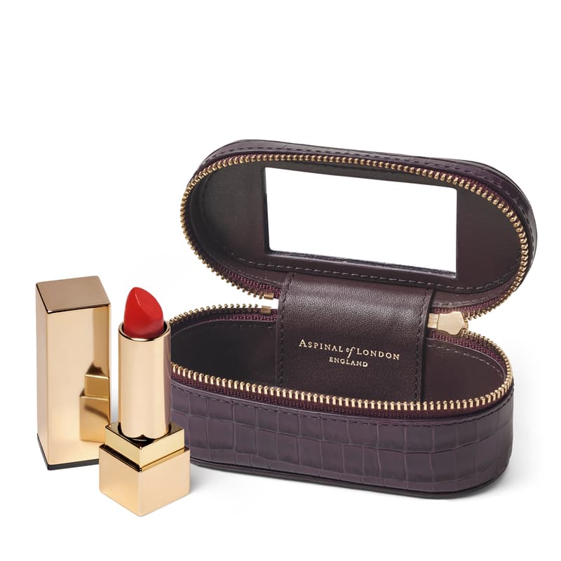 Purse Tidy All in Deep Shine Fig Small Croc