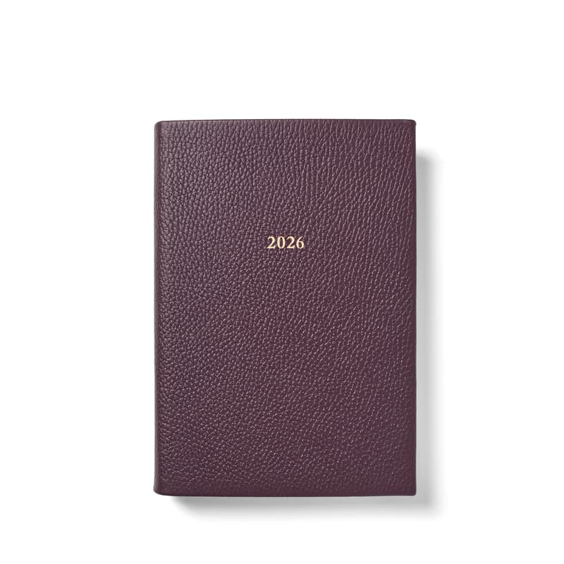 2026 A5 Day to Page Leather Diary in Fig Pebble