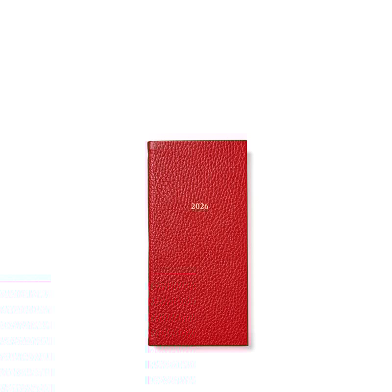 2026 Slim Pocket Leather Diary in Cardinal Red Pebble