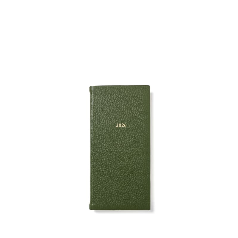 2026 Slim Pocket Leather Diary in Racing Green Pebble