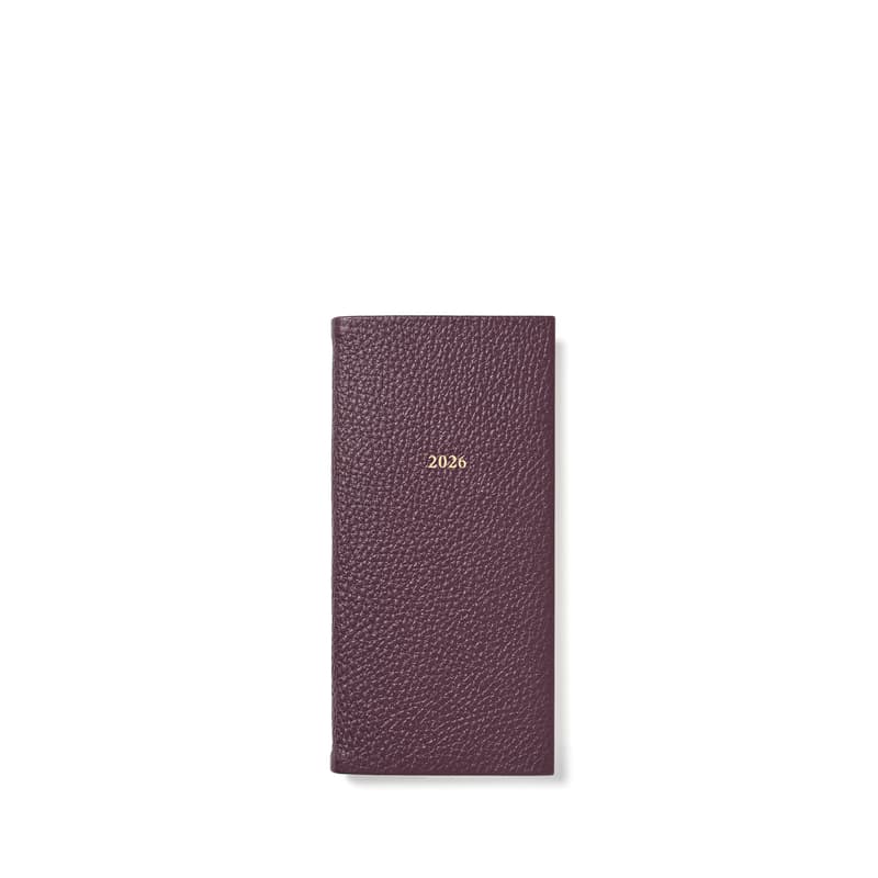 2026 Slim Pocket Leather Diary in Fig Pebble