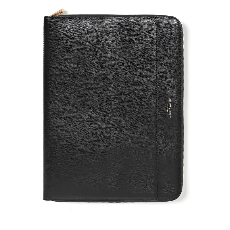 A4 Compact Organiser Padfolio in Black Soft Saffiano