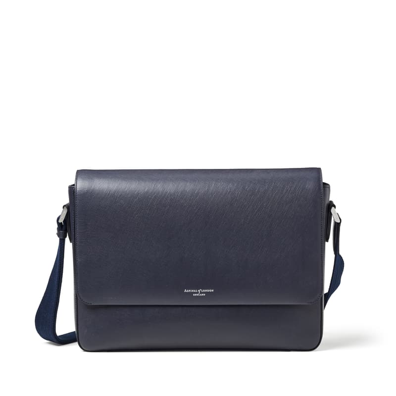 Slim Postman Messenger in Navy Saffiano