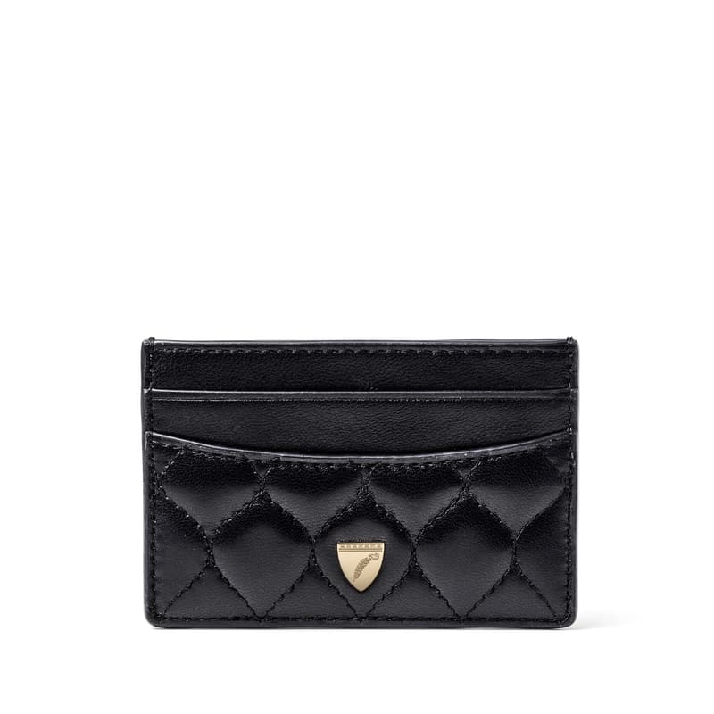 Slim Credit Card Holder in Black Nappa
