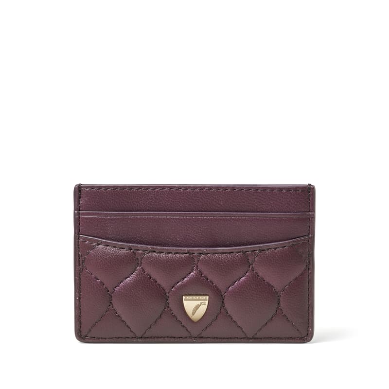 Slim Credit Card Holder in Fig Quilted Nappa