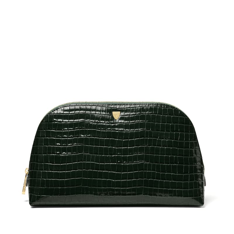 Classic Toiletry Bag in Deep Shine Evergreen Small Croc