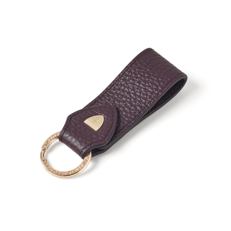 Small Leather Loop Keyring in Fig Pebble