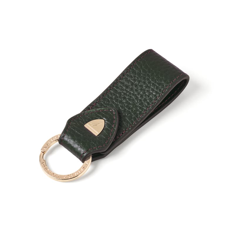 Small Leather Loop Keyring in Alpine Green Pebble