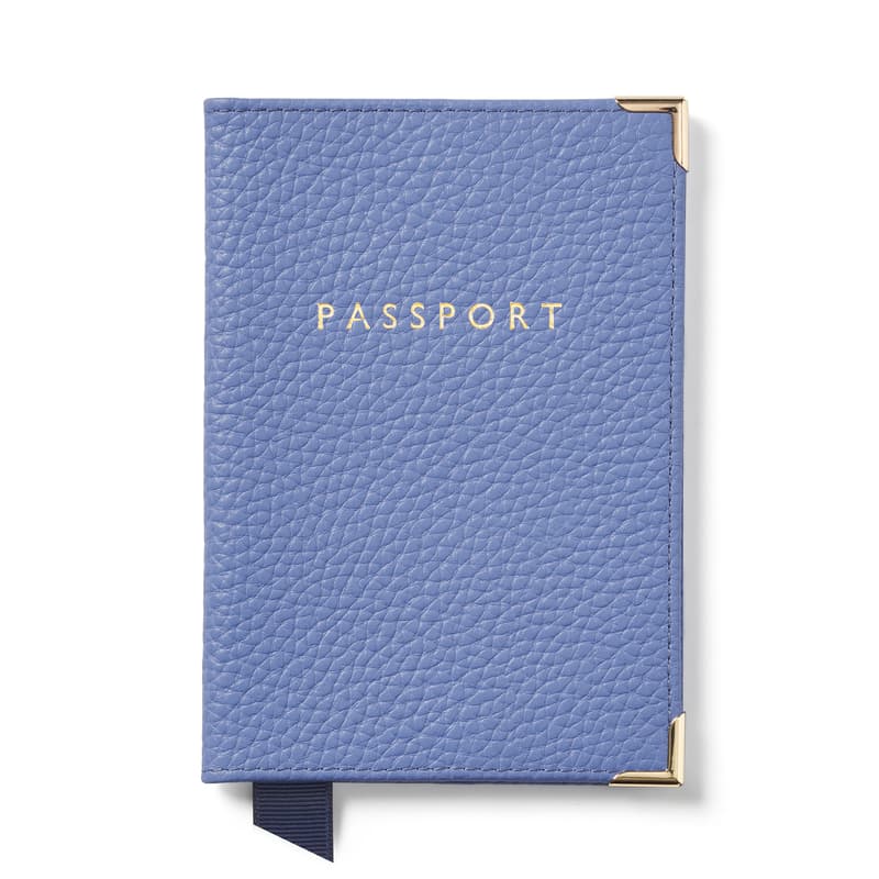 Passport Cover in Pebble Capri Blue