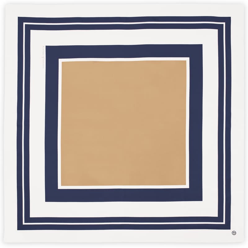 Geometric Silk Scarf in Ivory & Gold Silk Twill