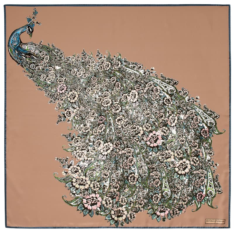 Peacock Silk Scarf in Latte Pure Silk