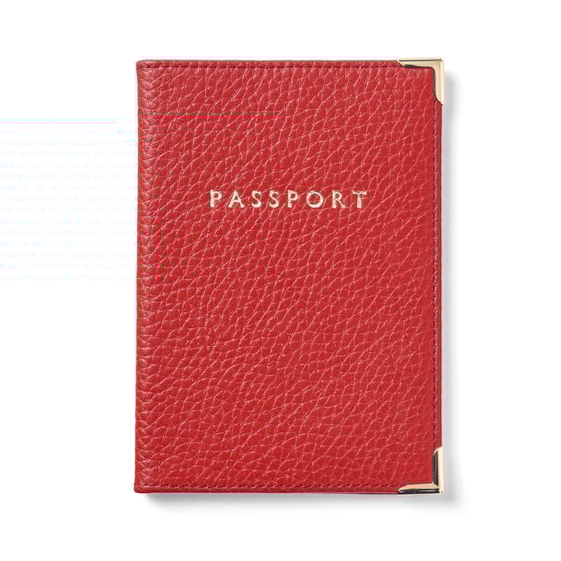 Passport Cover in Cardinal Red Pebble
