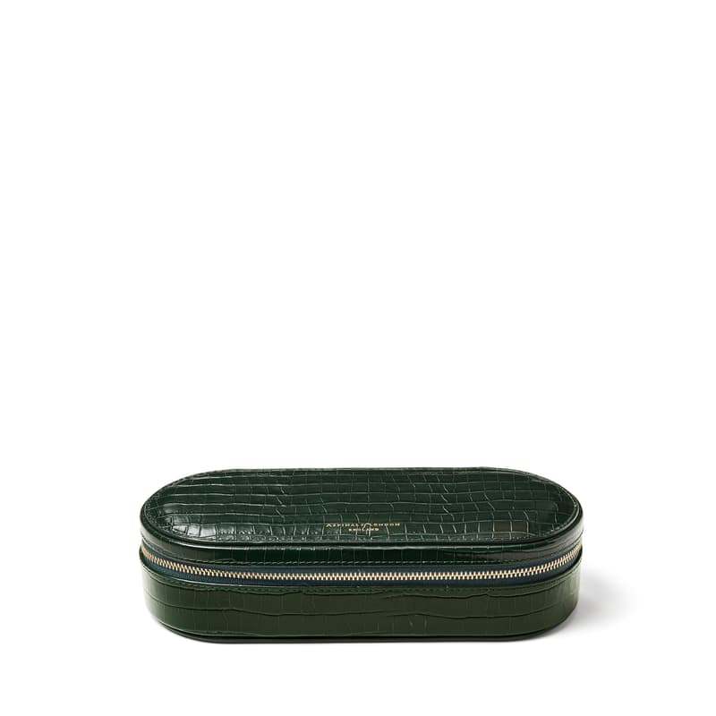 Jewellery & Watch Travel Case in Deep Shine Evergreen Small Croc