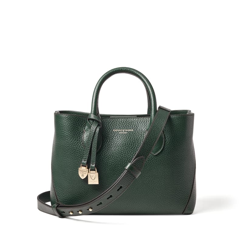 Midi London Tote in Alpine Green Pebble with Engravable Charm