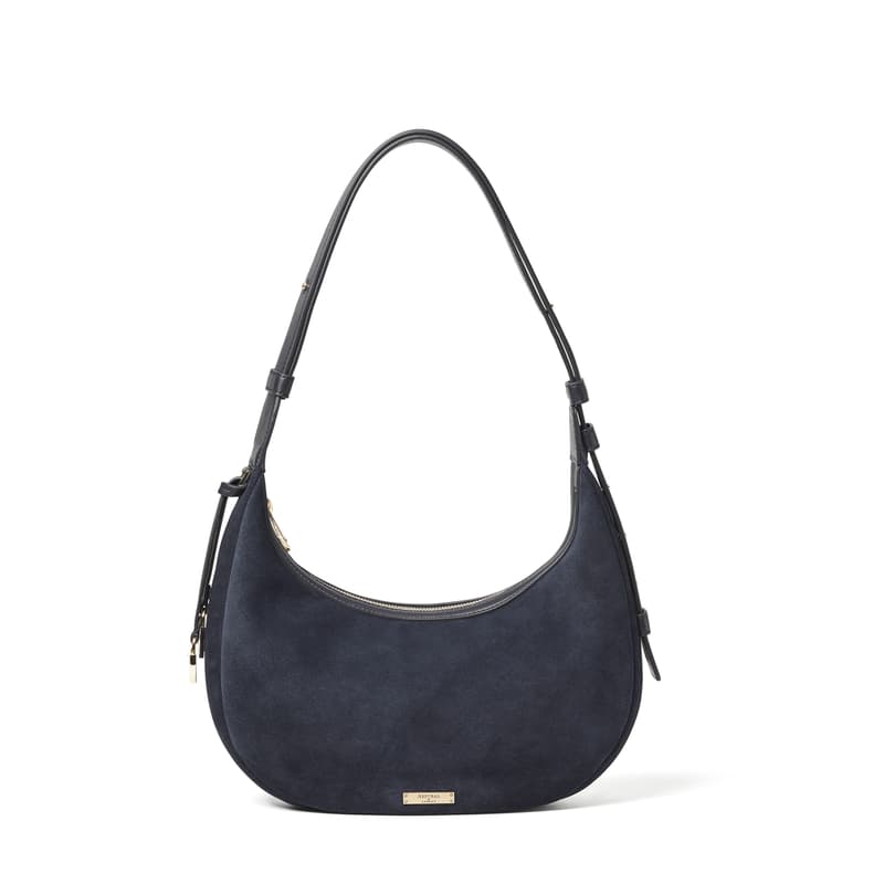 Hudson Small Crescent in French Navy Suede