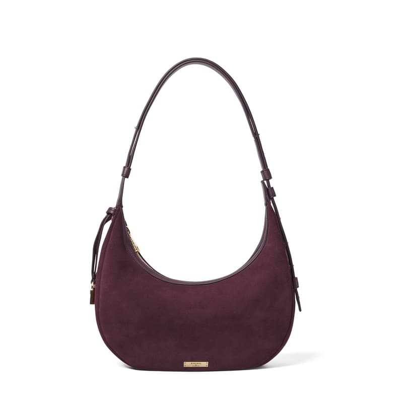Hudson Small Crescent in Rich Claret Suede