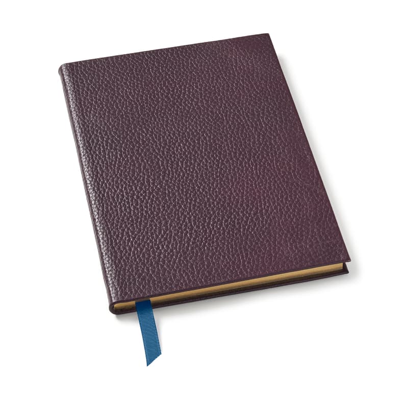 A5 Leather Bound Notebook in Fig Pebble