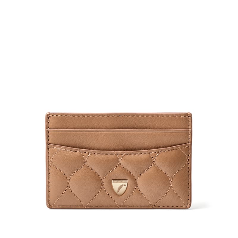 Slim Credit Card Holder in Caramel Quilted Nappa