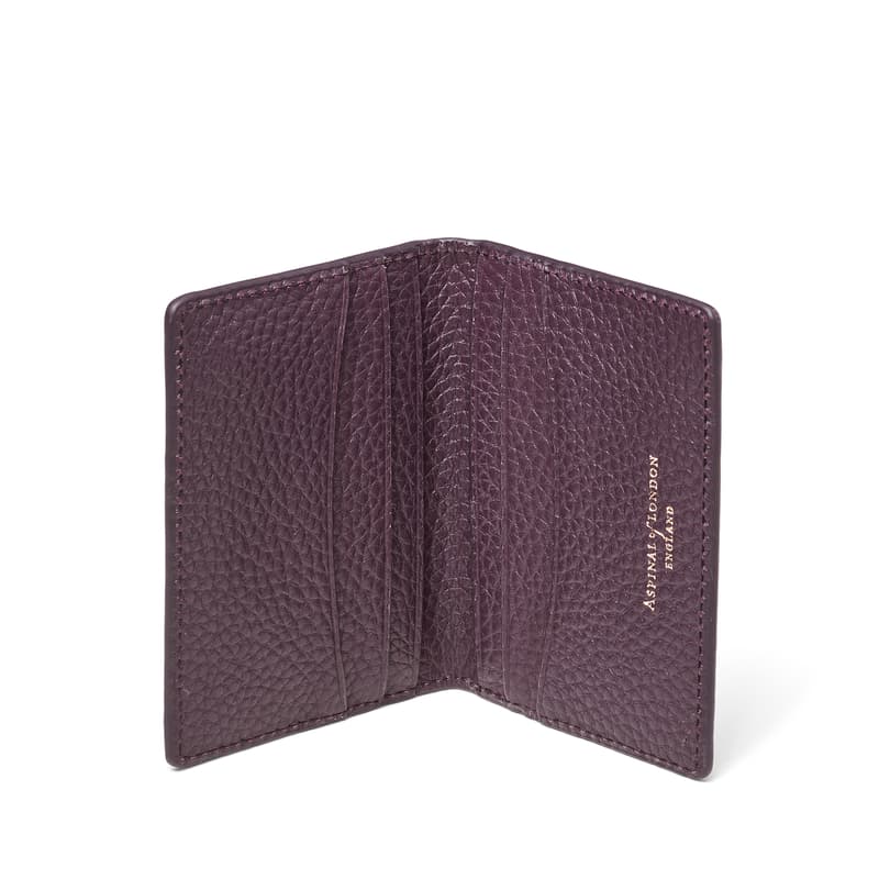 Double Fold Credit Card Holder in Fig Pebble