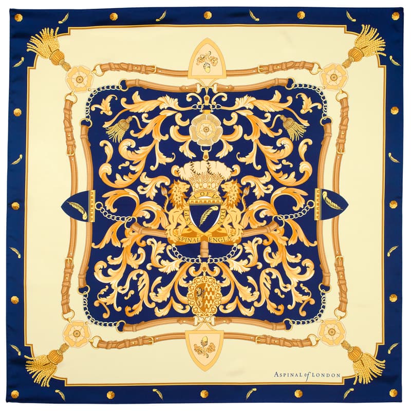 Signature Shield Silk Scarf in Navy