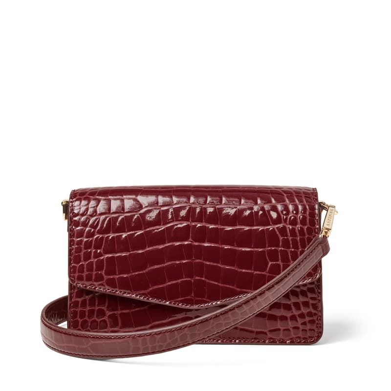 Eliza Clutch in Merlot Patent Croc