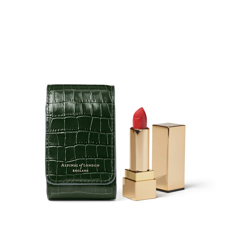 Duo Lipstick Case in Deep Shine Evergreen Small Croc